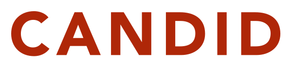 CANDID logo in red